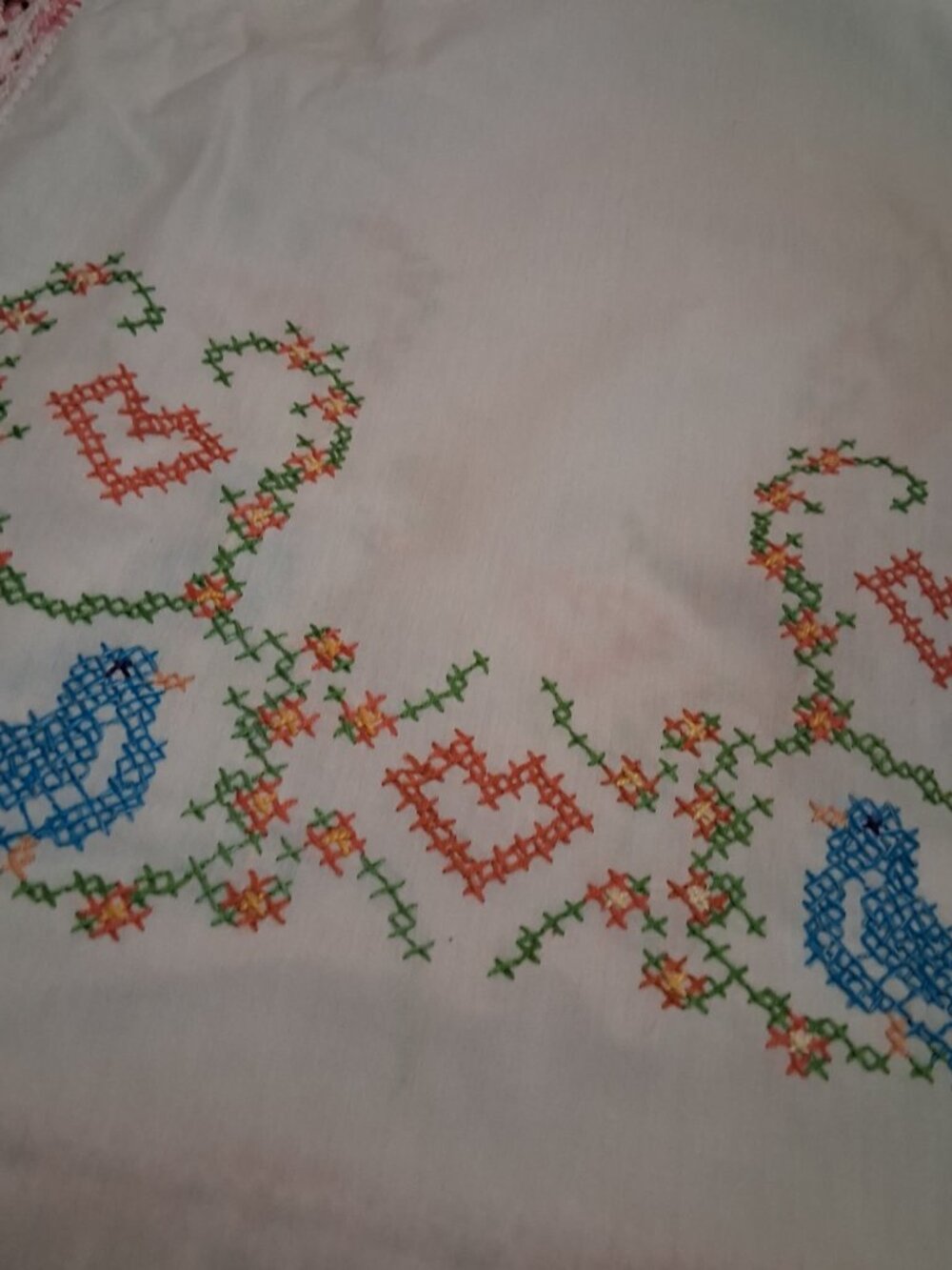 Embroidered Table Runner-Blue Birds - Picture 4 of 6
